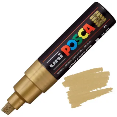 POSCA Uni flomaster; konica 8 mm prirezana; zlat
