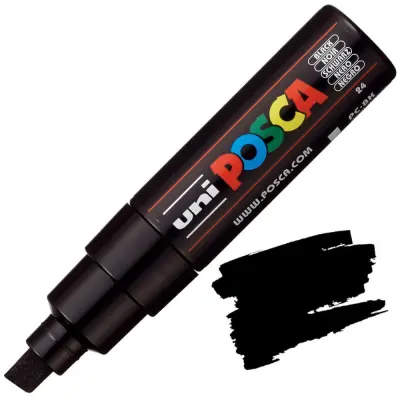 POSCA Uni flomaster; konica 8 mm prirezana; črn