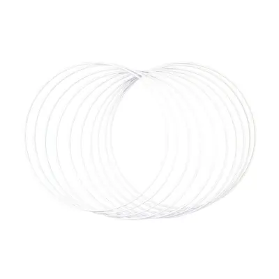 Obroči kovinski, 25 cm, beli, set 10