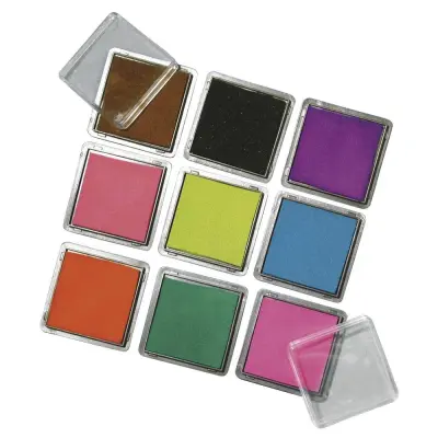 Blazinica za žige - set, mešane barve, 3,5x3,5 cm, Set 9 bar