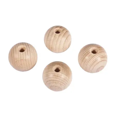 Lesene kroglice, naravne, 30 mm o, luknja 6 mm, 4 kom.