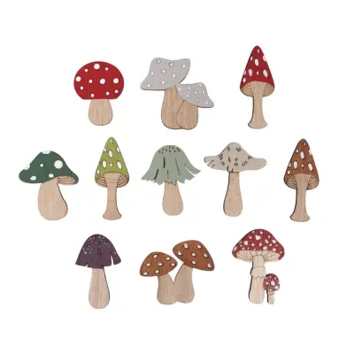 Leseni okraski Gobice 3,2-4,5 cm 11 kos