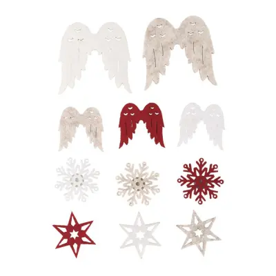 Okraski iz filca Snežinka, zvezda, krila, 3,5-5,4 cm, 11 kosov