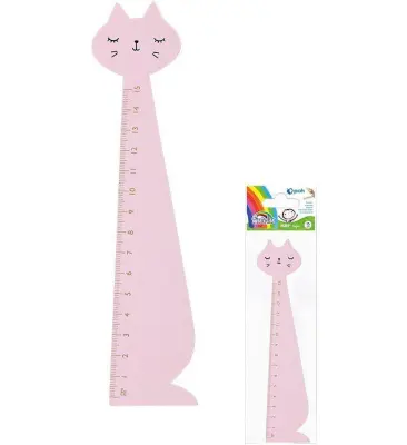 Ravnilo pink muca, 15 cm