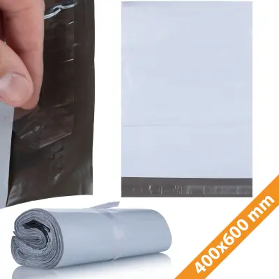 Rosfix Folijske Vrečke 400 x 600 mm – Beli LDPE, 50 µm, Samolepilni Trak | 100 Kos, Vodoodporne