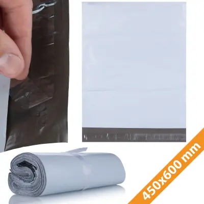 Rosfix Kurirske Folijske Vrečke 450 x 600 mm – Bela LDPE, 50 µm, Samolepilne | 100 Kosov, Vodoodporne