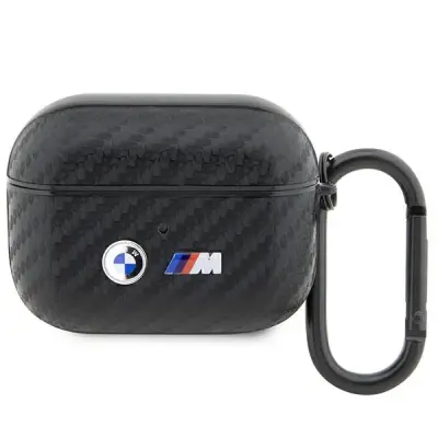 ETUI BMW CARBON DOUBLE METAL LOGO ZA AIRPODS PRO CASE ČRN