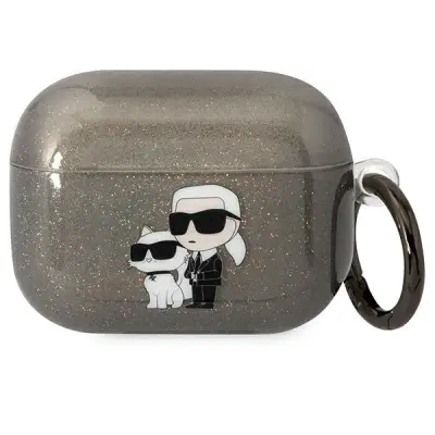 KARL LAGERFELD OVITEK Z BLEŠČICAMI KARL&CHOUPETTE ZA AIRPODS PRO ČRN