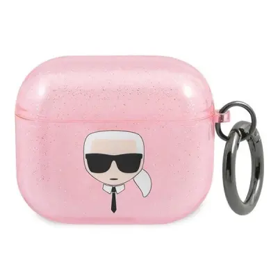 KARL LAGERFELD ETUI Z BLEŠČICAMI KARL'S HEAD CASE ZA AIRPODS 3 - ROZA ETUI