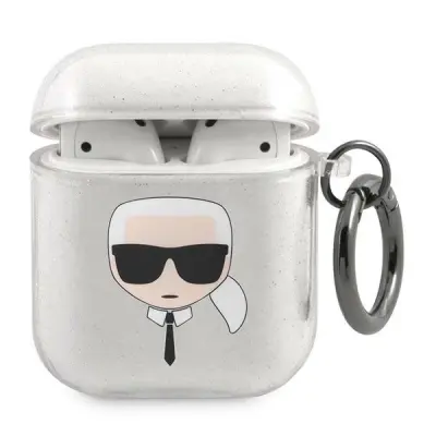 KARL LAGERFELD NAGLAVNI ETUI Z BLEŠČICAMI ZA AIRPODS 1/2 SREBRN
