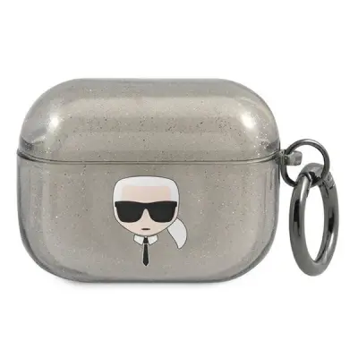 KARL LAGERFELD OVITEK Z BLEŠČICAMI KARL'S HEAD ETUI ZA AIRPODS PRO ČRN