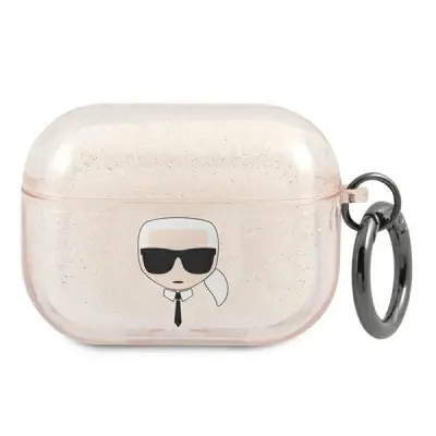 KARL LAGERFELD OVITEK Z BLEŠČICAMI KARL'S HEAD CASE ZA AIRPODS PRO - ZLAT ETUI