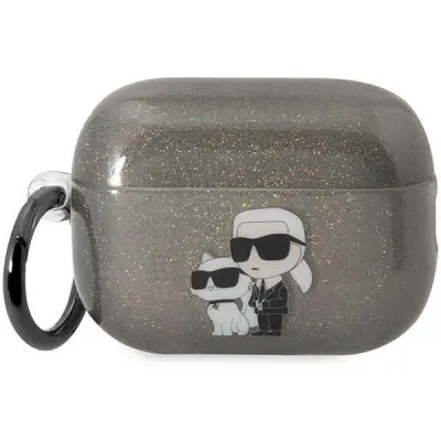 KARL LAGERFELD OVITEK Z BLEŠČICAMI KARL&CHOUPETTE ZA AIRPODS PRO 2 ČRN
