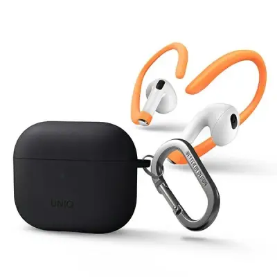 UNIQ NEXO OVITEK ZA AIRPODS 3 S SILIKONSKIMI DRŽALI SIV