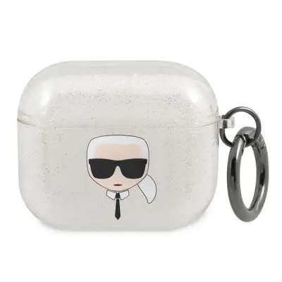 KARL LAGERFELD GLITTER KARL'S HEAD OVITEK ZA AIRPODS 3 SREBRNA