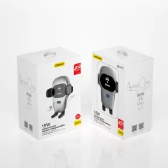 Avtomobilsko držalo z brezžičnim polnilnikom Qi 15W, sivo
