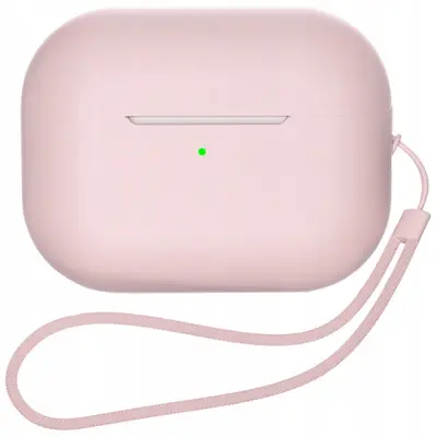 SILIKONSKI OVITEK ZA AIRPODS 1/2 + ZAPESTNI PAS, POVODEC, ROZA