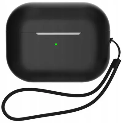 SILIKONSKI OVITEK ZA AIRPODS 3 + ZAPESTNI PAS, ČRN