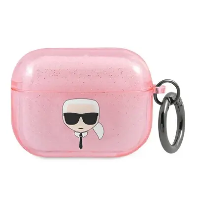 KARL LAGERFELD OVITEK Z BLEŠČICAMI KARL'S HEAD ETUI ZA AIRPODS PRO ROZA