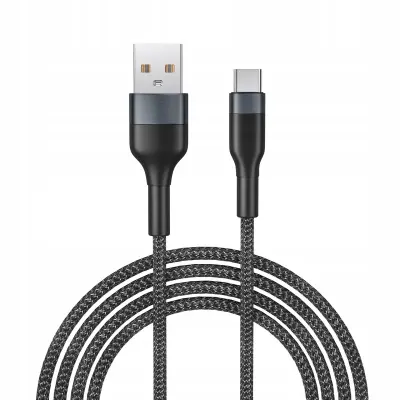 Rosfix Kabel USB-A na USB-C 1 m – Elastičen, Ojačan, Črn | Za Polnjenje in Prenos Podatkov
