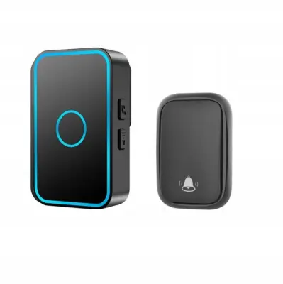 Rosfix Brezžični Zvonec – LED, 60 Melodij, IP55, 300 m Domet, 110 dB, Črn | Za Zunaj in Notranjost