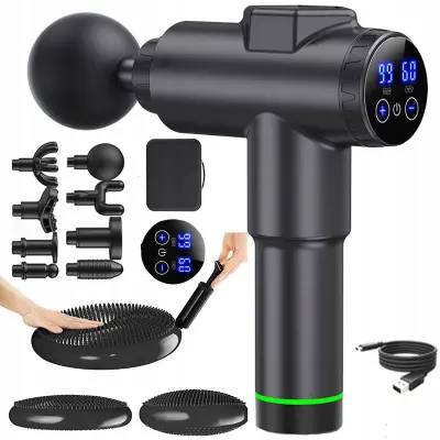 Masažni pištol 100W Rosfix Black Gusto + Sensomotorična blazina s črpalko
