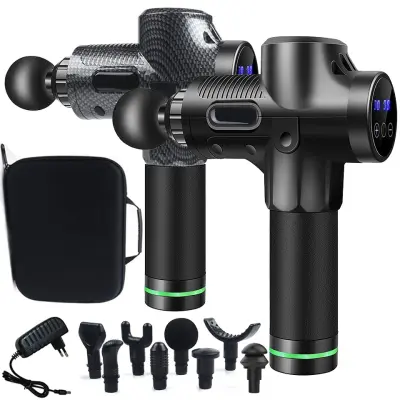 Rosfix Black Gusto Masažna Pištola – 180W, 8 Glav, LCD, 30 Stopenj, 2500 mAh, 12 mm Amplituda | Tiho Delovanje