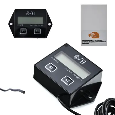 Rosfix Elektronski Števec Delovnih Ur – Obračun RPM, Servisni Način, IP65, 85°C, 185 cm Kabel | 9999,9 h