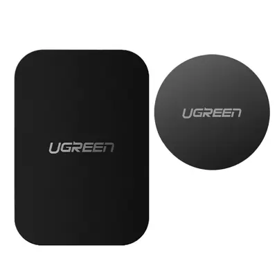 Ugreen LP123 60410 Kovinske Ploščice Okrugle/Pravokotne za Magnetne Nosilce Telefona - Črne (2 kosa)