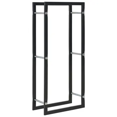 The Living Store Stojalo za drva črno 44x20x100 cm jeklo - Stojalo Za Drva