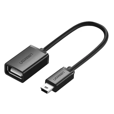 Ugreen US249 OTG Adapter Mini USB-B Moški na USB-A Ženski, 10cm, Siv