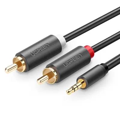 Ugreen AV102 10512 3,5 mm Mini Jack (moški) / 2RCA (moški) 3m - Sivi Kabel za Avdio Povezavo
