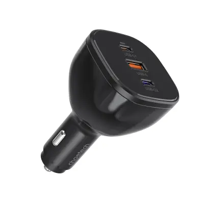 CHOETECH AVTOPOLNILEC 160W 2X USB-C PD 3.1 1X USB-A ČRN