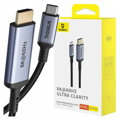BASEUS KABEL USB-C V HDMI 8K 60HZ 1,5M ČRN HITRI KABEL