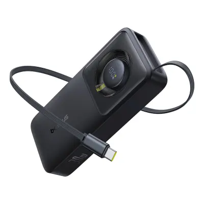Prenosna baterija Baseus Free2Pull 10000mAh, 30W z USB-C portom in USB-C kablom - črna