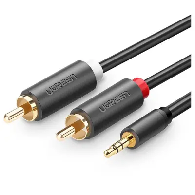 Ugreen AV102 3,5 mm mini jack na 2RCA kabel, dolžina 5m, siva