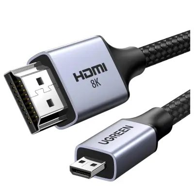 Ugreen HD164 15516 Micro HDMI na HDMI 2.1 kabel, 8K, 1m - siva