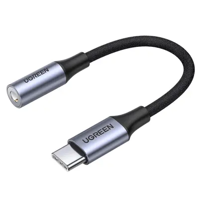 Ugreen AV161 Adapter za Slušalke Mini Jack 3,5 mm (Ženski) na USB-C (Moški) 10 cm - Siva