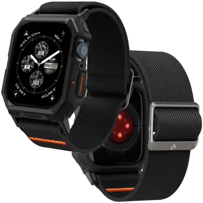 Etui z zapestnim trakom Spigen Lite Fit Pro za Apple Watch serije 4 do 9/SE (44/45 mm) - mat črna