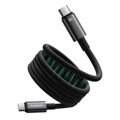 Kabel Baseus Tungsten Gold z magnetnim priključkom USB-C na USB-C, 100W, 1m - črna barva