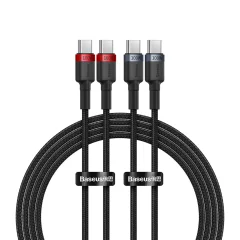 Dvojni paket kabla Baseus Cafule USB-C na USB-C 100W 2m - Rdeče-črni in črno-sivi dizajn