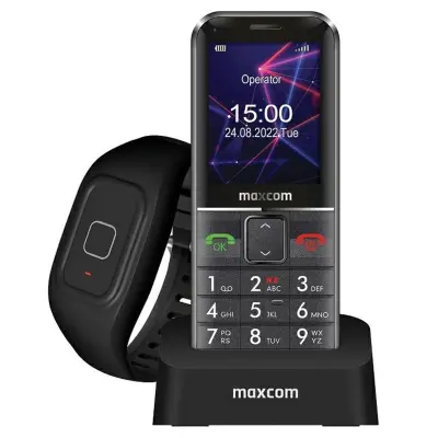 MAXCOM COMFORT MM735 SET TELEFON S POLNILECEM IN ČRNIM SOS PASOM