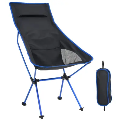 The Living Store Zložljiv stol za kampiranje PVC in aluminij črn - Stol Za Kampiranje
