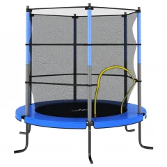 The Living Store Trampolin z varnostno mrežo okrogel 140x160 cm moder - Trampolin