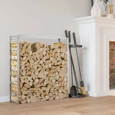 The Living Store Stojalo za drva 110x28x116 cm nerjaveče jeklo - Stojalo Za Drva