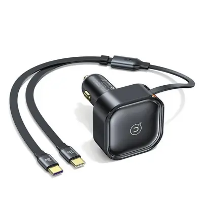 OMREŽNI POLNILEC USAMS Z KABLOM ZA HITRO POLNJENJE 2XUSB-C PD 30W, ČRN