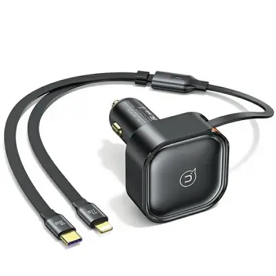 USAMS PD 30W AVTOPOLNILEC Z USB-C KABLOM ZA LIGHTING BLACK