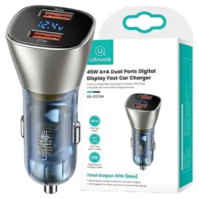 USAMS AVTOPOLNILEC 45W 2X USB-A HITRO POLNJENJE ZLAT