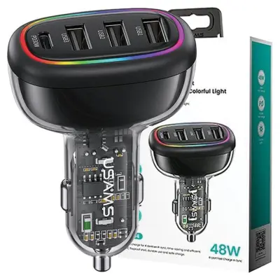 USAMS OMREŽNI POLNILEC 1XUSB-C 3XUSB-A ZA PAMETNE TELEFONE 48W ČRN