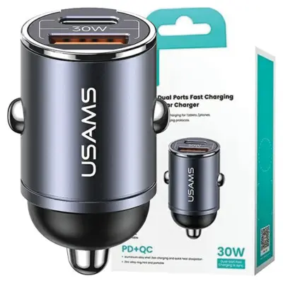 USAMS OMREŽNI POLNILEC 1XUSB 1XUSB-C ZA TELEFON 30W PD FAST CHARGE